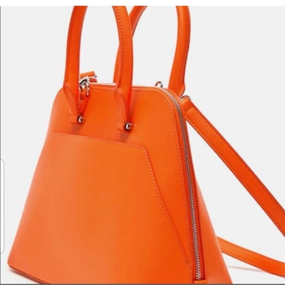 Zara Orange Monochrome City Satchel Bag